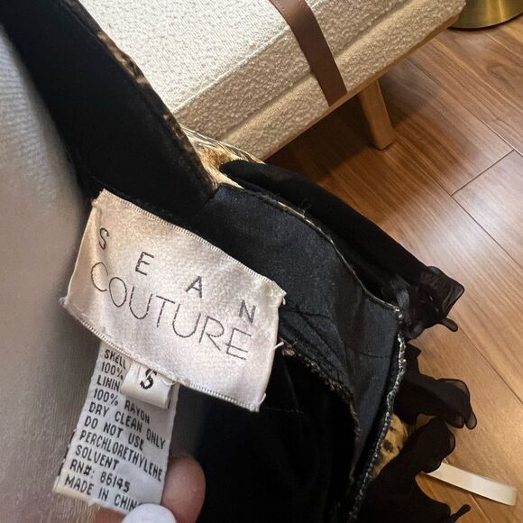 Sean Couture vintage Elegant Black and Gold cocktail Halter Dress size Small - Picture 8 of 10